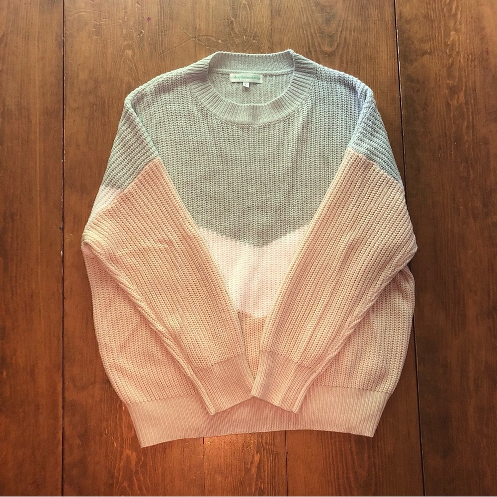 Women’s Large Chevron Colorblock Chunky Knit Cozy Waffle Fall Pullover